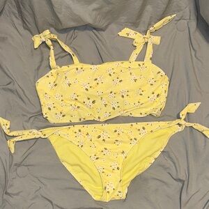 No Boundaries Yellow Floral Tie-Shoulder and tie bottoms Bikini - Women Swim